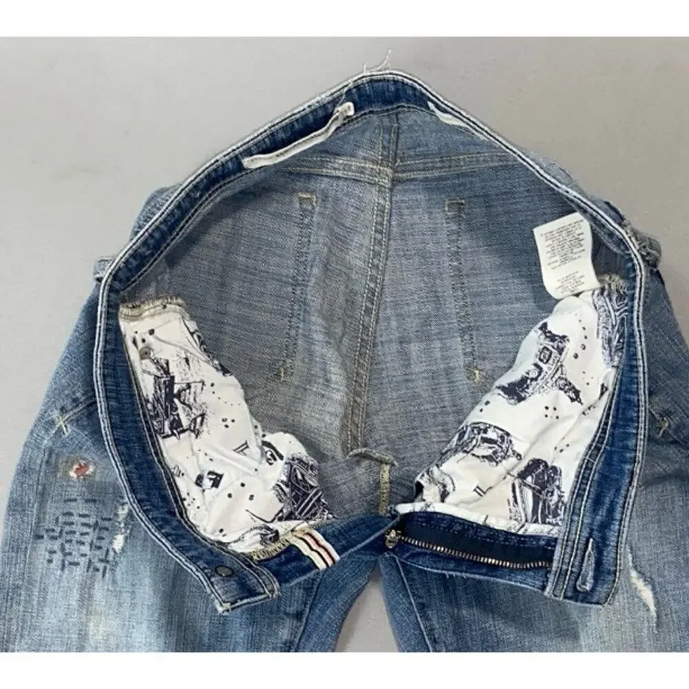 Pilcro and the Letterpress 'Slim Boyfriend' Patched Stretch Denim Jeans. 28, GUC